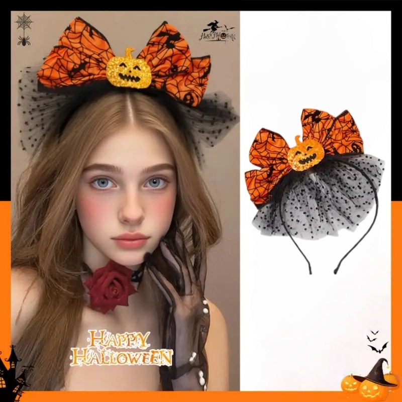 Cosplay Bat Prop - 1pc Halloween Pumpkin Bow Headband Orange