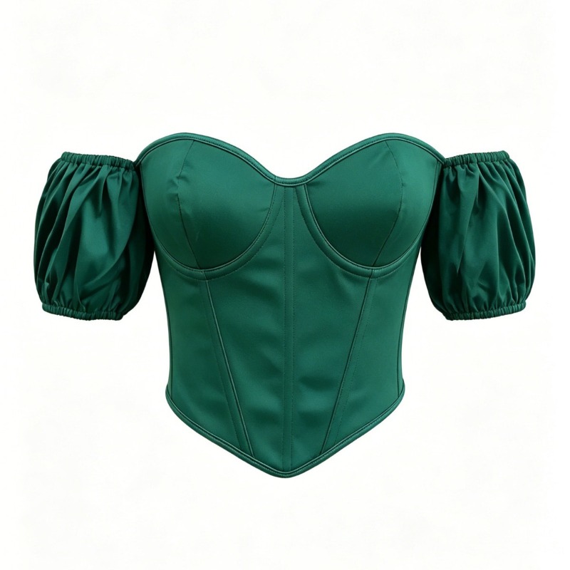 Boning Corset Steel - Sexy Green Satin Corset Top Short
