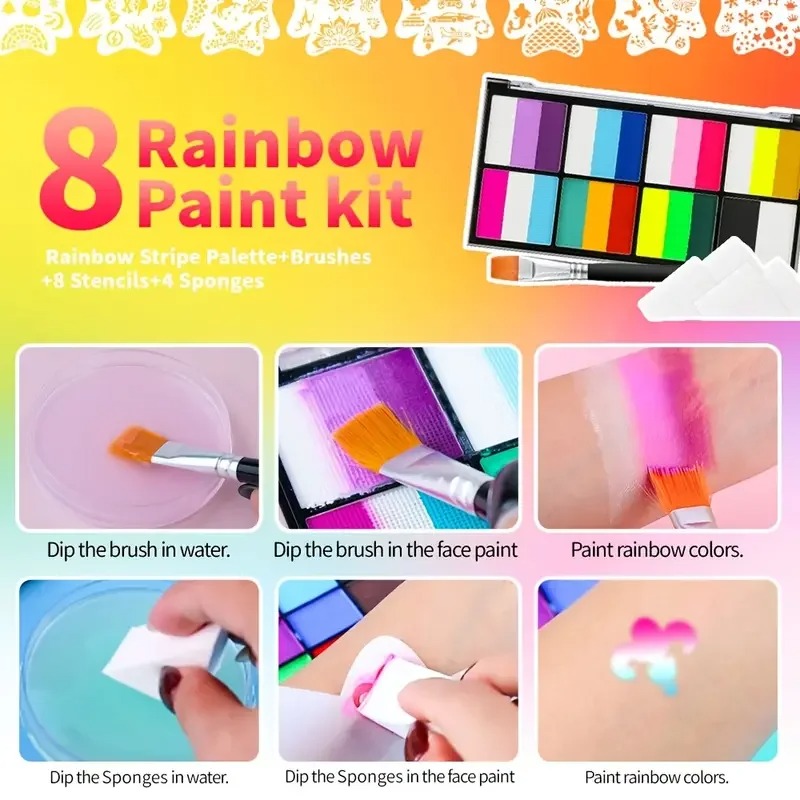 8 Color Rainbow Face & Body Pa - Cosplay Prop Paint review and price